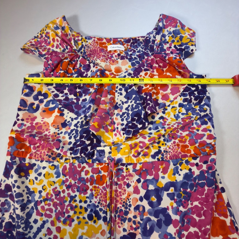 Calvin Klein Womens 8 Multi Color Abstract Leopard Print Ruffle Sheath Dress - Picture 7 of 9